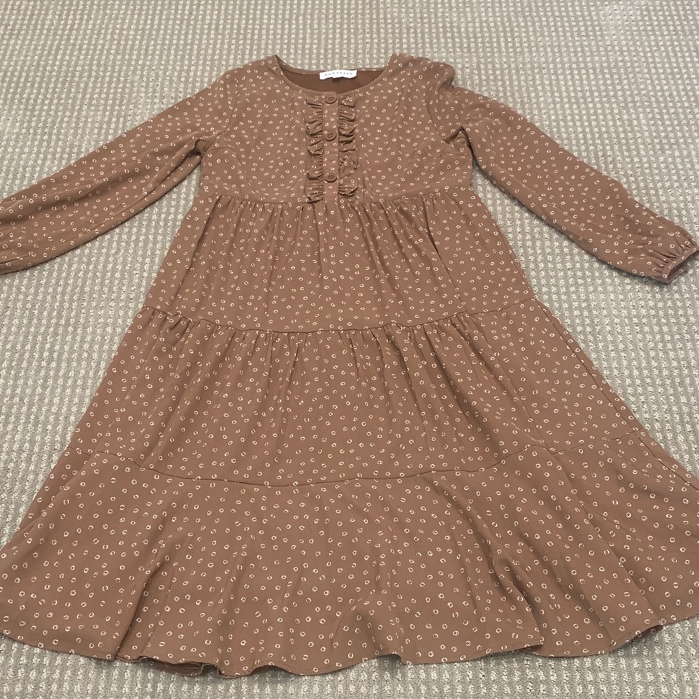 DownEast Dress in Tan with Pattern